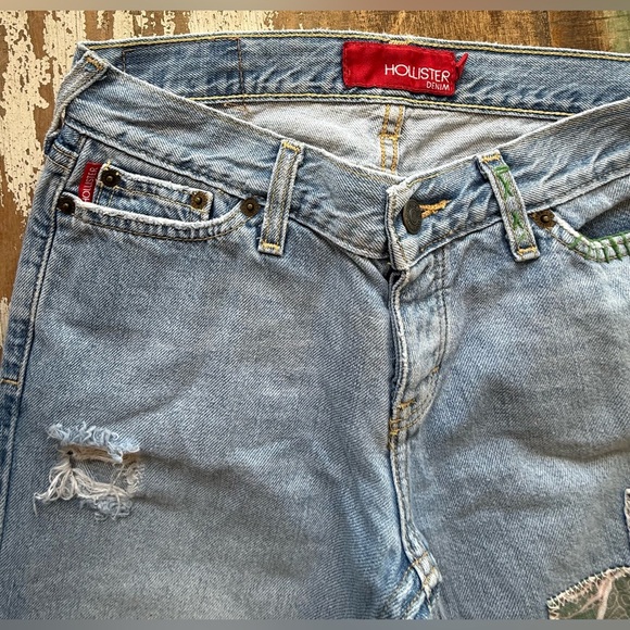 Hollister Blue Flare Jeans with Colorful Patchwork SIZE 1 - Picture 5 of 11